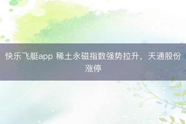 快乐飞艇app 稀土永磁指数强势拉升，天通股份涨停